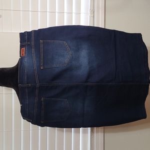 Distressed Dark Wash Plus Size Jean Skirt